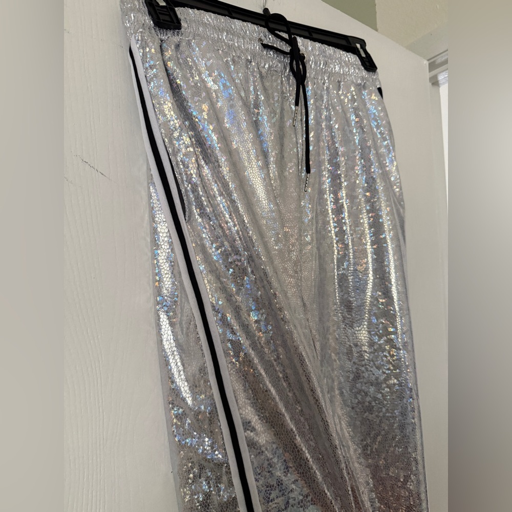 Silver Holographic Jogger Pants - Picture 3 of 4